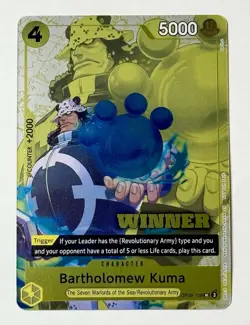 One Piece Bartholomew Kuma OP09-108 WINNER TOURNAMENT PACK CARD Vol. 4 English - Image 1