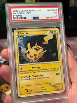 Swirl! 2010 POKEMON HEARTGOLD & SOULSILVER PROMO #HGSS03 PIKACHU-HOLO PSA 7 - Image 1