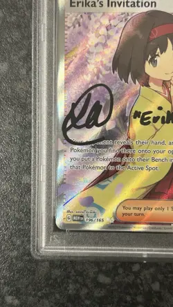 Signed Pokemon TCG Erika's Invitation 196/165 SV 151 UR Holo PSA 9 Auto 10 - Image 2