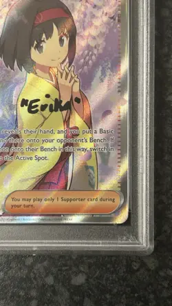 Signed Pokemon TCG Erika's Invitation 196/165 SV 151 UR Holo PSA 9 Auto 10 - Image 3