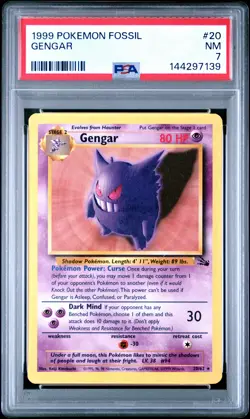 1999 POKEMON FOSSIL #20 GENGAR PSA 7 - Image 1