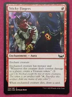 Magic The Gathering STREETS OF NEW CAPENNA FOIL STICKY FINGERS red card MTG - Image 1