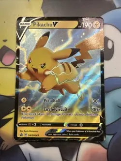 Pikachu V SWSH063 NM Full Art Promo Rare Pokemon Card - Image 1
