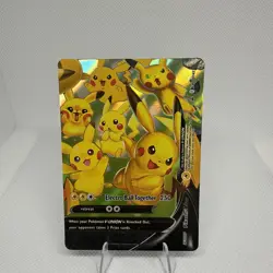 2021 Pokemon PIKACHU V-UNION Black Star Promo FULL ART HOLO Foil Card SWSH142 NM - Image 1