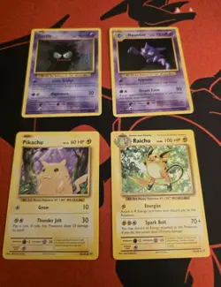 Pokemon Gastly Haunter Pikachu Raichu Non Holo Regular Lot - 4 Cards Evolutions - Image 1