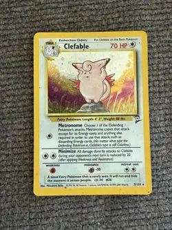 Vintage Pokemon Clefable Base Set 2 Rare Holo 5/130 WOTC TCG Card English - Image 1