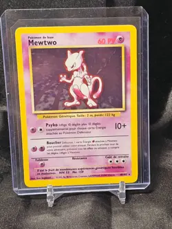 1999 Pokemon Base Set Mewtwo Holo Rare 10/102 French Language Unlimited LP - Image 1