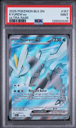 2025 POKEMON BLK EN-BLACK BOLT ULTRA RARE #157 KYUREM EX PSA 9 - Image 1