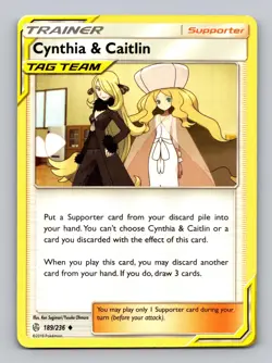 Cynthia & Caitlin 189/236 Uncommon Cosmic Eclipse Pokemon Near Mint - Image 1