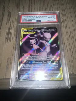 PSA 10 Mewtwo & Mew GX 222/226 Unified Minds Full Art Sun & Moon Pokemon - Image 1