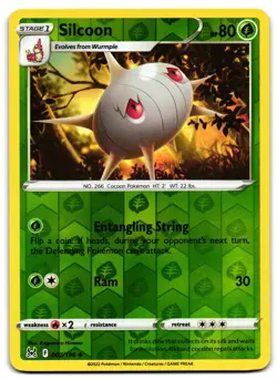 Silcoon 007/196 - 🌊 Lost Origin Uncommon Pokemon TCG Reverse Holo 🖤 - LP - Image 1