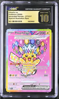Pokemon Pikachu ex Ascended Heroes SIR #277 CGC 10 Pristine - Image 1