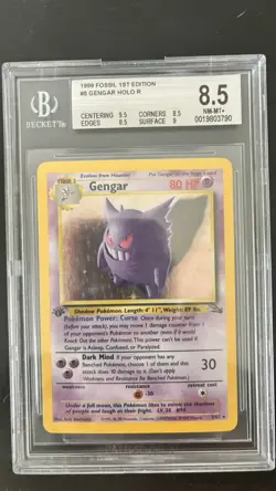 Pokemon Gengar Fossil 1st Edition 5/62 Holo Rare | BGS 8.5 | 0.5 off Mint - Image 1