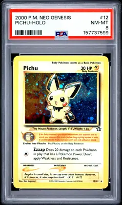2000 POKEMON NEO GENESIS #12 PICHU-HOLO PSA 8 - Image 1