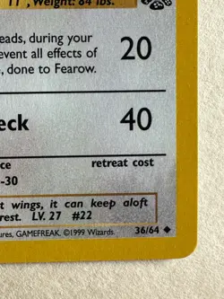 1999 Pokemon Jungle 1st Edition Fearow #36/64 - Image 4