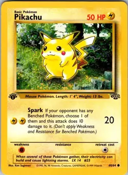 Pikachu 60/64 Common Jungle Pokemon 1st Edition Near Mint - Image 1