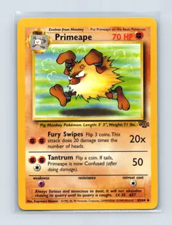 Primeape 43/64 Uncommon Jungle Pokemon Unlimited Lightly Played - Image 1