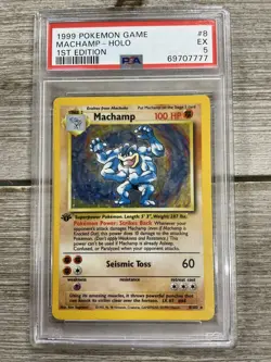 Graded PSA 5 1999 Pokemon Game - Machamp Holo - 1st Edition - Image 1