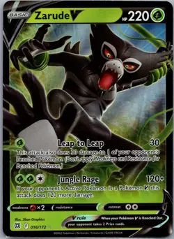 Zarude V 016/172 Brilliant Stars Pokemon TCG Holo V Rare NM - Image 1