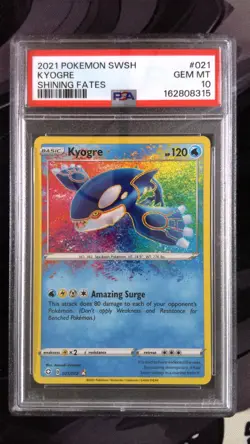 Kyogre Amazing Rare Holo 2021 Pokemon SWSH Shining Fates #021 PSA 10 Gem Mint - Image 1