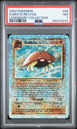 2002 POKEMON LEGENDARY COLLECTION #48 KABUTO-REVERSE FOIL PSA 7 - Image 1