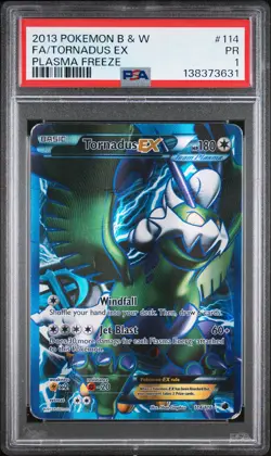2013 POKEMON BLACK & WHITE PLASMA FREEZE #114 FULL ART/TORNADUS EX PSA 1 - Image 1