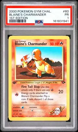 2000 POKEMON GYM CHALLENGE 1ST EDITION #60 BLAINE'S CHARMANDER PSA 1 - Image 1