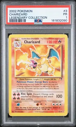2002 POKEMON LEGENDARY COLLECTION #3 CHARIZARD PSA 1 - Image 1