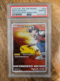 PSA 10 - Red's Pikachu 270/SM-P Japanese Promo Pokemon Center 20th Anniversary - Image 1