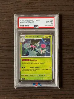 2025 POKEMON JTG EN MEOWSCARADA 018/159 PSA 10 - Image 1