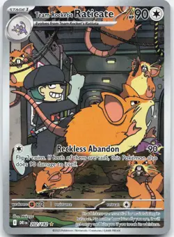 Team Rocket's Raticate 202/182 Illustration Rare Destined Rivals Pokemon Holo NM - Image 1
