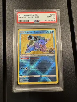 PSA 10 Gem Mint Pokemon GO Radiant Blastoise #018/078 - Image 1