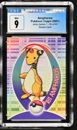 2001 Pokemon TV Edition Johto Series 1 Sticker #181 Ampharos CGC 9 POP 1 No High - Image 1