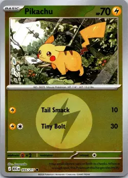 Pikachu (Energy Symbol Pattern) 055/217 Ascended Heroes Pokemon Reverse Holo NM - Image 1