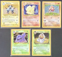 Pokemon TCG • 5x Vintage Holo Lot • Base Set / BS2, T. Rocket, Fossil • HP/DMG - Image 1
