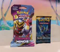 Pokemon Unified Minds Sleeved Booster Pack and Sun and Moon TCG SEALED PACKS - Image 1