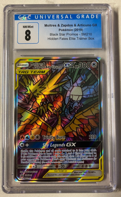 Pokemon TCG Hidden Fates Promo: Moltres, Zapdos, & Articuno GX SM210 CGC 8 - Image 1