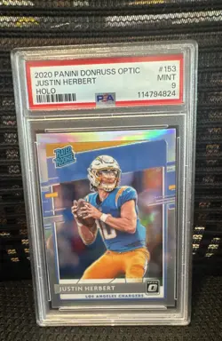 2020 Panini Donruss Optic - Rated Rookies Justin Herbert #153 Holo Prizm PSA 9 - Image 1