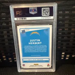 2020 Panini Donruss Optic - Rated Rookies Justin Herbert #153 Holo Prizm PSA 9 - Image 2