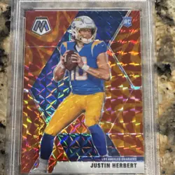 Panini Mosaic 2020 Justin Herbert #204 Reactive Orange PSA 10 Chargers Rookie RC - Image 3