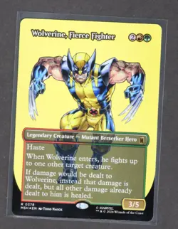 Wolverine, Fierce Fighter (Borderless) MSH 378 R Foil Marvel Super Heroes NM - Image 1