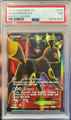 2016 Pokemon XY Fates Collide FA Umbreon Ex Full Art Holo 119/124 PSA 7 NM - Image 1