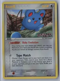 Azurill Reverse Holo Rare Stamped Pokemon Card ex Delta Species 20/113 LP+/NM- - Image 1