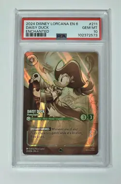 Disney Lorcana Daisy Duck Pirate Captain Enchanted #211/204 PSA 10 Gem Mint - Image 1