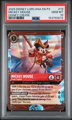2025 DISNEY LORCANA EN P3-PROMO #13 MICKEY MOUSE - PIRATE CAPTAIN PSA 10 - Image 1