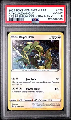PSA 8 MINT Rayquaza Holo Black Star Promo SWSH029 2020 Pokemon TCG SWSH - Image 1
