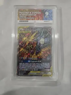 Ace 9 Pokemon TCG Moltres Zapdos & Articuno GX Tag Team SM210 Black Star Promo - Image 1