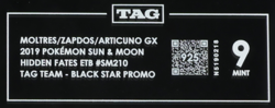 2019 Pokemon Hidden Fates SM210 Moltres Articuno Zapdos Tag Team GX Promo TAG 9 - Image 3