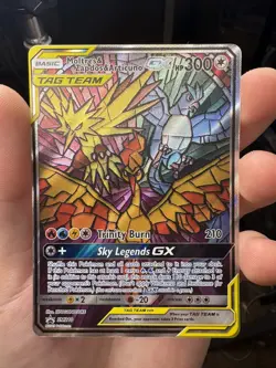 Moltres Zapdos Articuno GX SM210 Stained Glass Promo Tag Team Pokemon TCG - Image 3