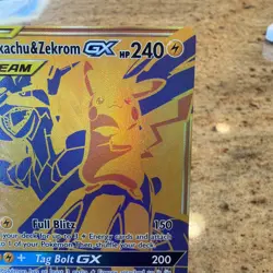 Pokemon Pikachu and Zekrom GX Tag Team Gold Full Art Promo Card SM248 NM - Image 4